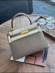 Hermes Kelly28 Étoupe Epsom GHW Stamp B
