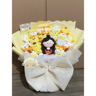 Cute Handmade Pastel Yellow Big Bow Graduation Clay Flower Bouquet as a Gift