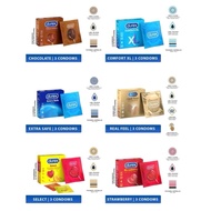 Durex Condoms-Chocolate/Comfort XL/Extra Safe/Real Feel/Select/Strawberry (3's Per Box)