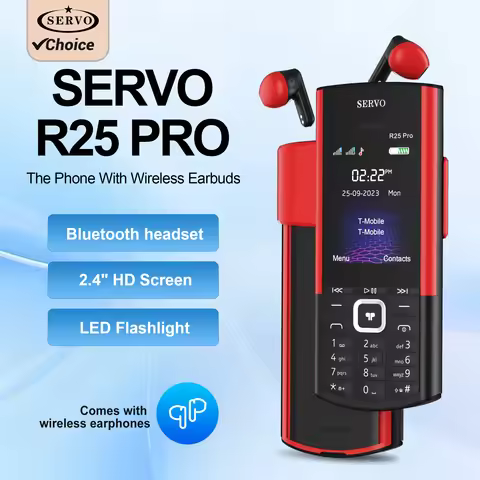 SERVO R25 PRO 2G GSM Mobile Phone Built in Bluetooth Earphones Speed Dial Call Recording Torch Black