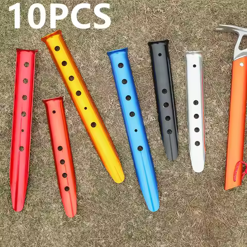 10 pcs Aluminum U-Shaped Tent Nail Tent Stakes Snow Peg Sand Peg for Outdoor Camping Hiking Beach Gr