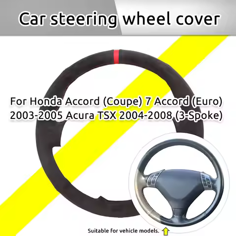 Dark Grey Car Steering Wheel Cover For Honda Accord(Coupe) 7 Accord (Euro) Acura TSX (3-Spoke) Soft 