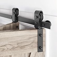 Roymelo 28" Bifold Sliding Barn Door Hardware Track Kit,Side Mounted Black Roller,Smoothly and Quietly,Assembly Easy,Fit Double 12" Bi-Folding Doors (Door Not Included)