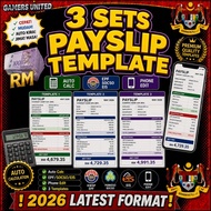 [CHEAPEST IN SHOPEE] 3 Sets Payslip Excel 2026 Auto Calc EPF SOCSO EIS Phone Edit Templates