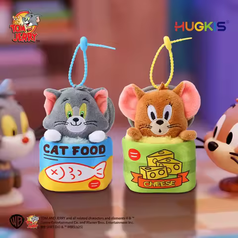 Cartoon Animation Tom and Jerry Plush Pendant with Cheese Can Shape Small Pendant Gift