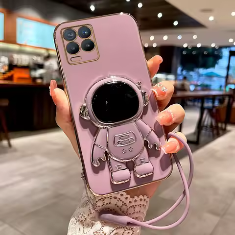 Astronaut Strap Phone Holder Case For Oppo Realme 8 Pro 5 5i 6i 8i 9 10 C21 C21Y C11 2021 C25Y GT Ma