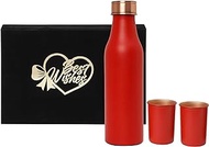 INTERNATIONAL GIFT Red Copper Glass Or Water Bottle 1 Litre With Velvet Box Packing With Best Wishes