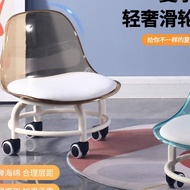 Essential item: Acrylic low stool with swivel wheels, backrest, children's small chair, small stool,