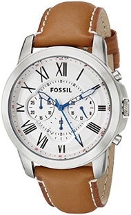 Fossil Men s FS5060 Grant Stainless Steel Watch with Brown Leather Band