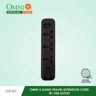 OMNI 3-Gang Travel Extension Cord w/ USB Outlet - USB-301
