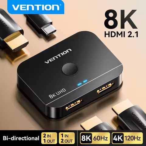 Vention HDMI 2.1 Switcher 8K 60Hz 4K120Hz Bi-Direction 2 in 1 out for TV Xiaomi Xbox PS5 4 HDMI-comp