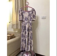 正韓 JADE 花麻棉綁帶洋裝