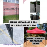 RANGKA KHEMAH BESI BULAT DAN BESI SEGI SAIZ 6ft X 6ft (2M X 2M) / 8ft X 8ft (2.5M X 2.5M)