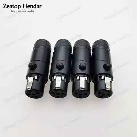 10Pcs Black Metal Mini XLR 4Pin Female Plug Audio Jack Connector DIY Solder Cable for Abyss 1266 Mez