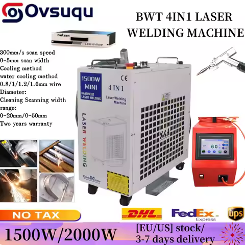 2000W 110V BWT 4-in-1 Handheld SUP 23T Laser Gun Head Fibre Laser Welder Metal Laser Cutting Cleanin