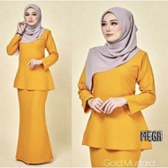 MEGONO - BAJU KURUNG MELAYU MALAYSIA RNB MOTIF POLOS ROK AND BLUS BAJU PADANG ATASAN WANITA MODERN L