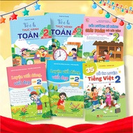 Books - Combo of Math and Vietnamese Training books for grade 2 (Practice writing, learn Vietnamese 