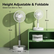 Telescopic & Foldable Fan 7200mAh USB Rechargeabl Floor/Desk Dual Use Portable Floor Fan for Camping