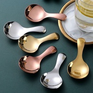 304 Stainless Steel Short Handle Spoon / Mini Thickened Ice Cream Dessert Scoop / Multifunctional Ki