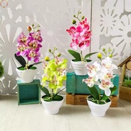 Artificial Simulation Bonsai Orchid Flower Plant for Office Desk Lifelike Design