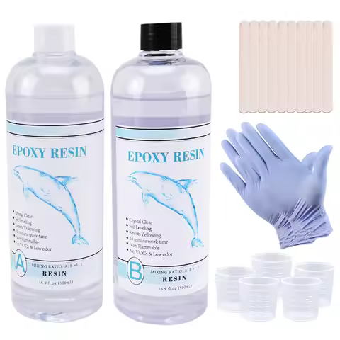1:1 Clear Epoxy Resin Crystal Clear Art Resin Epoxy 2 Part Epoxy Casting Resin Kit with Measuring Cu