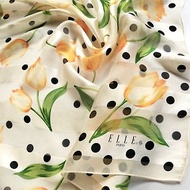 Vintage ELLE PARIS Silk Chiffon Scarf, 34 x 35 Inches,100% Silk, Holiday Gift