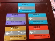 1975年 ？ 香港地下鐵路 第一代 經典地鐵　廣告車票 ，小童通用儲值車票 單程車票 一共五張，背後經典的地鐵廣告圖案 ，小見的 日立牌冷氣機 日立牌音響 日立美女 電視機 錄影機 ，有廣告已經極罕