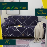 COVER SOFA SEATER Sarung SOFA stretch elastis GEOMETRIC CROWN / cover sofa bed / cover sofa 3 seater