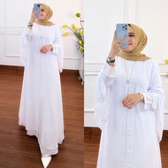 Baju gamis abaya Turki - abaya putih - Arab Dubai renda - renda bordir pesta terbaru mewah elegan