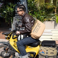 Flo Garage Newsboy Bag Retro Motorcycle Locomotive Heavy Canvas Bag Casual Messenger Bag Unisex Univ