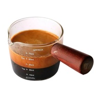 （Measuring Tools ）75ML Espresso Coffee Cup Ounce Cup With Scale And Wooden Handle High Borosilicate Glass Measuring Cup