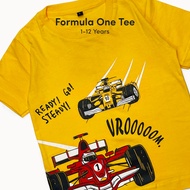 KATUN Amigo Kidswear Boys Shirt Tshirt Formula One Tee Short Sleeve Yellow Premium Cotton