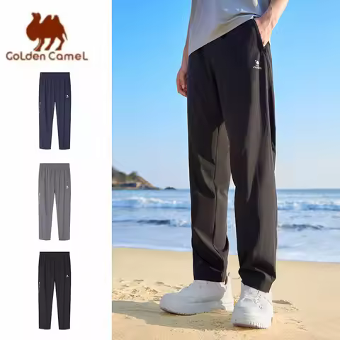 GOLDEN CAMEL Ice Silk Air Conditioning Pants Men's Sports Quick-drying Trousers Summer Mesh Breathab