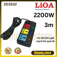 LIOA 6-seat power outlet with 3m cord, load capacity 2200W - 3D3S32