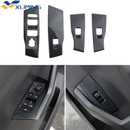 Xuming ที่เท้าแขนประตูรถคาร์บอนไฟเบอร์4ชิ้นแผ่นครอบสติกเกอร์แผงหน้าต่างสำหรับ Volkswagen VW T-Cross