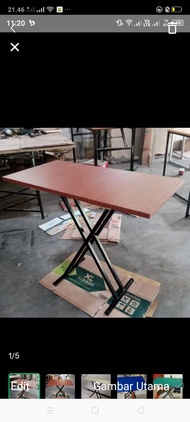 Meja lipat ukuran standar kaki silang besi hollow ukuran meja 60*60*75