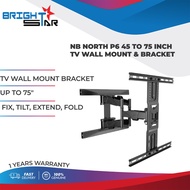 TV WALL MOUNT BRACKET / NB NORTH P6 45 TO 75 INCH TV WALL MOUNT &amp; BRACKET / FIX, TILT, EXTEND, FOLD / 1 YR WARRANTY /