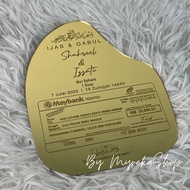 PLAT HANTARAN MAS KAHWIN ROCK SHAPE Ijab Qabul(FREE WOOD STAND):  Kayu & Acrylic