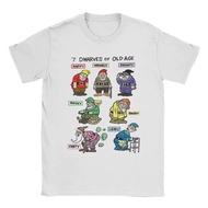 Snow White 7 Dwarves of Old Age Men T Shirt Cartoon Novelty Tee Shirt Short Sleeve Round Neck T-Shir