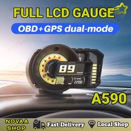 A590 Car Head Up Display HUD OBD+GPS Dual System Digital Scanner Speed Gauge Display Speedometer