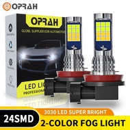 Oprah 2pcs Car Fog Light H11 LED Bulb H3 H7 H8 9006 Fog Light Bulb 3030 24SMD DRL Daytime Running Li