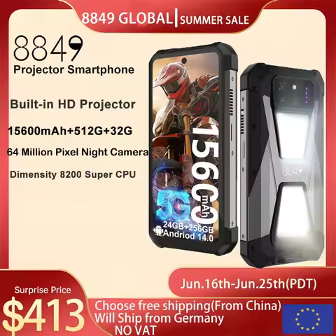 8849 Tank 3s Unihertz Rugged Projector Smartphone Android 15600mAh 5G 24/32GB RAM 256/512GB ROM Wate