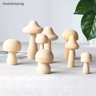 [Loveshoping] Creative DIY Painted Wood  Small Mushroom Set Home Car Ornaments [sg]
