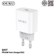 terashop4289 OUKU Q43T หัวชาร์จพร้อมสายชาร์จ Type-C to Type-C / PD ชาร์จเร็ว PD 30W ชุดชาร์จ รองรับท