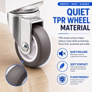 Silent L-shaped swivel wheel, 1 inch, 1.25 inch diameter, 2 inch side-mounted wheel, 1.5 inch diamet