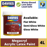 ☇◑ ✉ ⊕ Davies Megacryl Premium Latex Paint 4 Liters (Gallon) Flat/Semi-Gloss/Gloss Latex White Wate
