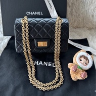 【配件 包裝盒 防塵袋 💕】 Chanel 2.55 mini 黑金單肩斜挎包