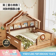 【High Quality】 Babydairy Solid Wood Treehouse Bed - Princess & Boys' Canopy Bed With Safety Railings