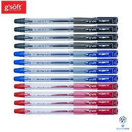 12pcs G'Soft 5566 Semi Gel Ball Pen 0.6mm Bullet Tip | Black Blue Red Ink Pens