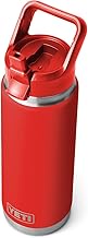 YETI Rambler 26 oz Bottle, Vacuum Insulated, Stainless Steel with Color Matching Straw Cap, Canyon R